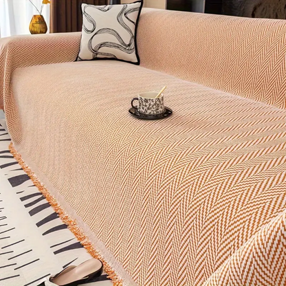 SofáLuxe™ – Cobertor de Jacquard Chenille con Borlas