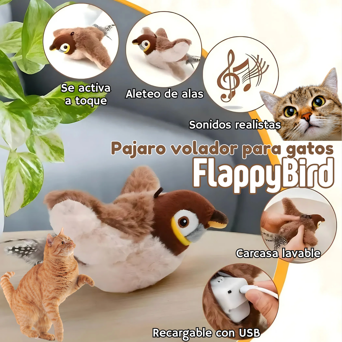 FlappyBird | Pájaro volador de juguete para gatos