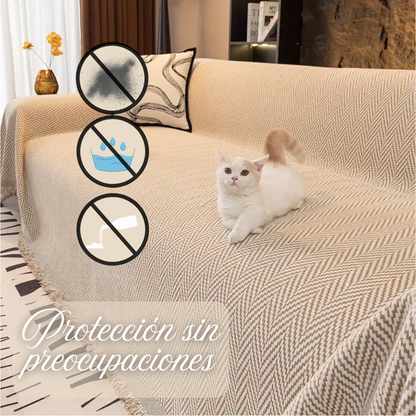 SofáLuxe™ – Cobertor de Jacquard Chenille con Borlas