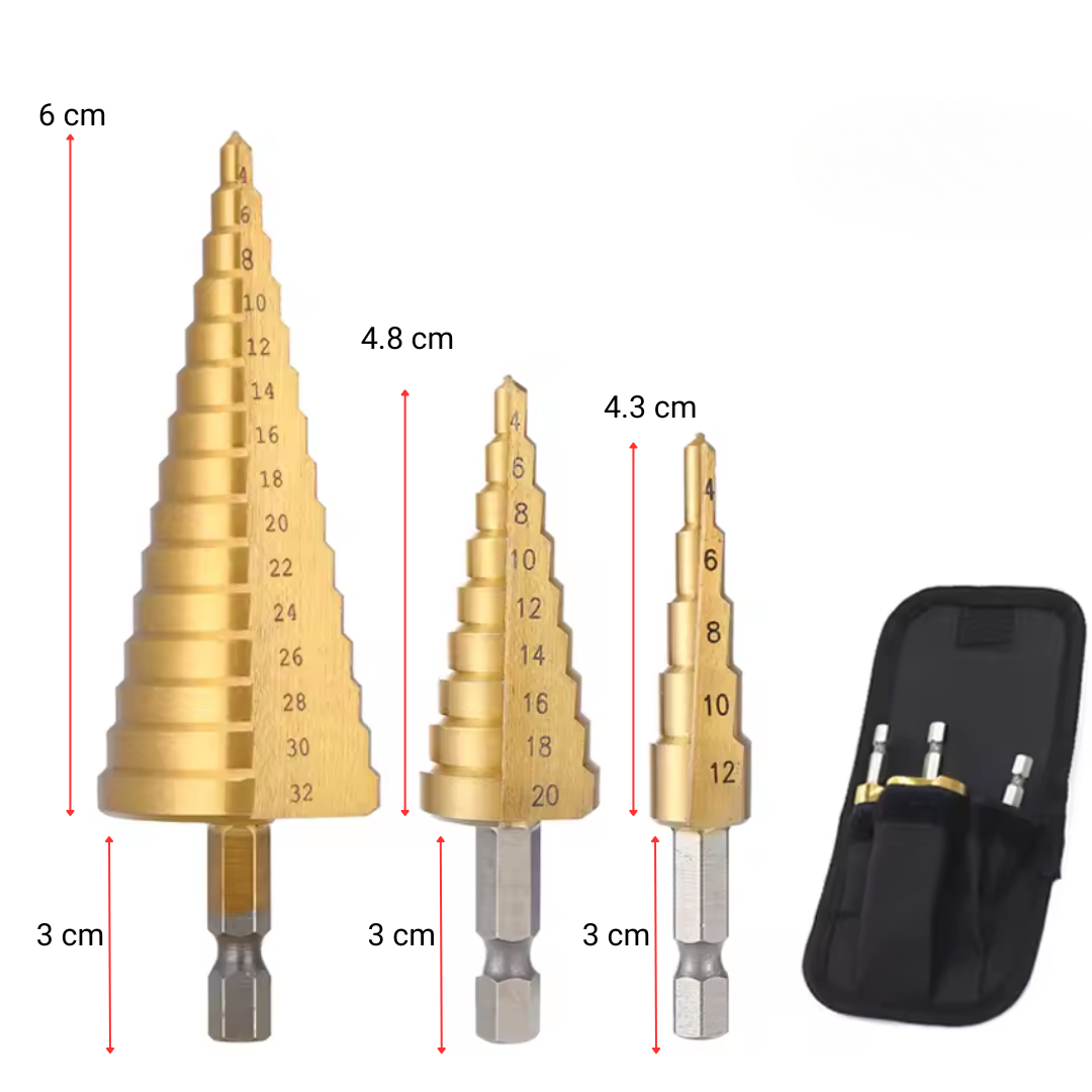 TitanDrill: Pack de Brocas Escalonadas de Titanio